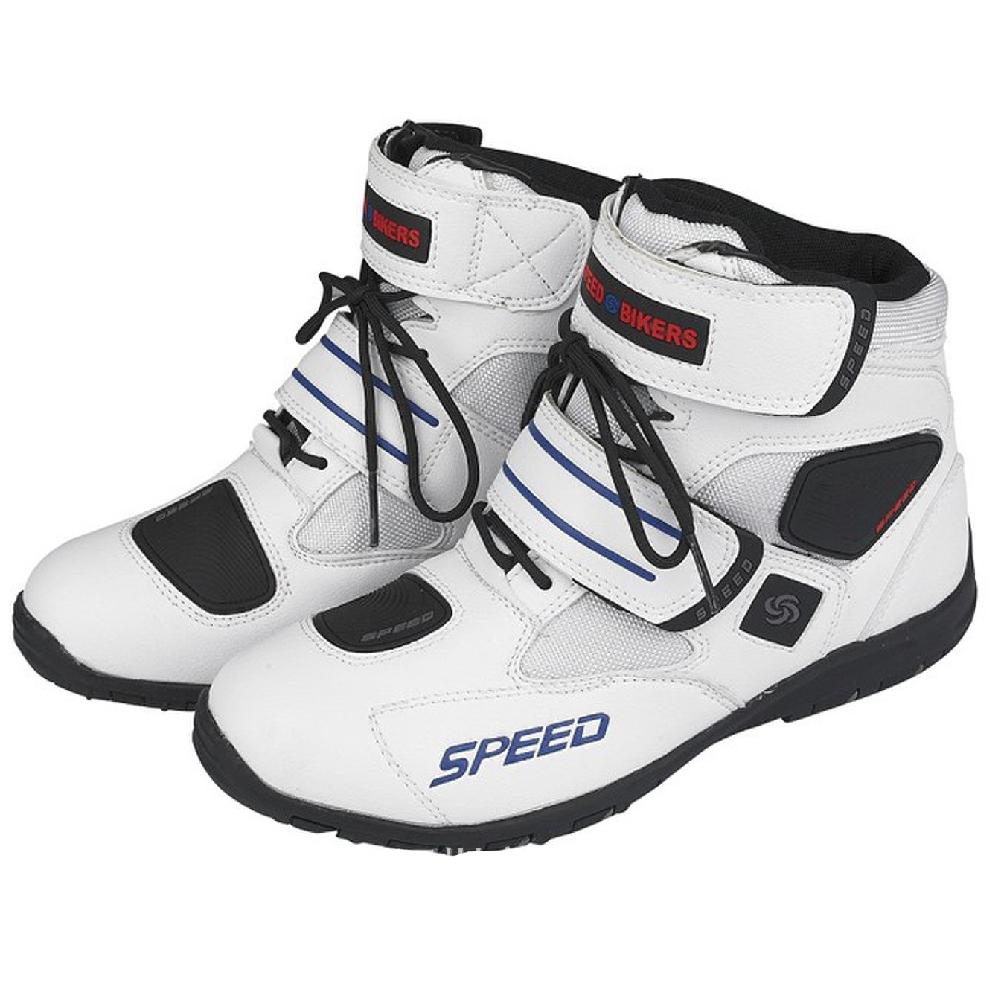 Soft Motorcycle Boots Biker Waterproof Speed Motorboats Men Motocross Boot Non-slip Motorbike Riding Shoes protection botas moto: white / 9