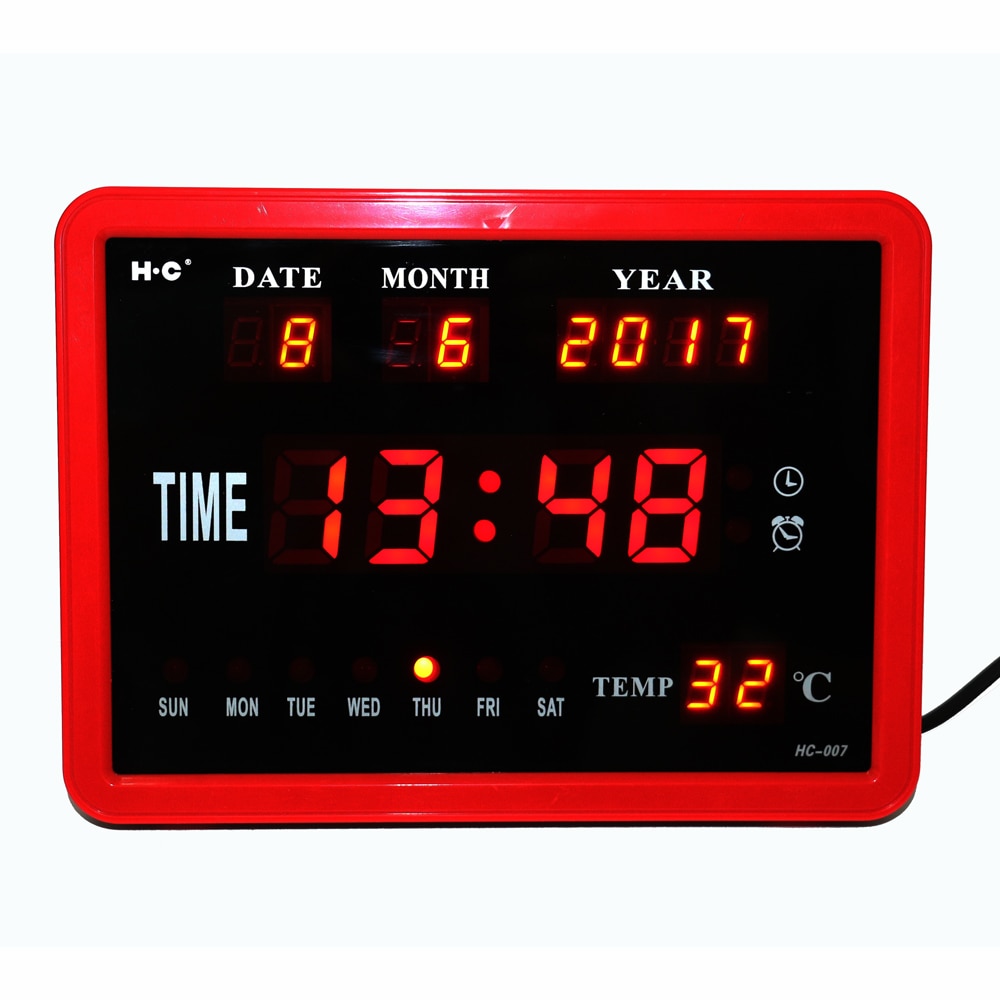 LED Digitale Wandklok Uursignaal Desktop Horloge met Temperatuur Week Datum Elektronische Wekkers Digitale Kalender Klokken Rood