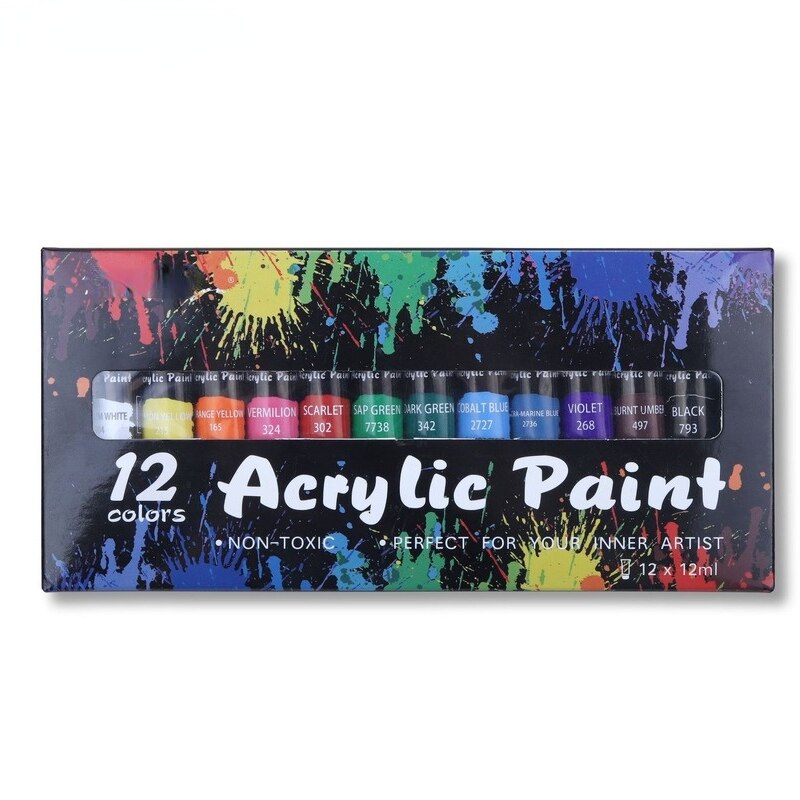 12-color Acrylic Paint Set Watercolor Painting Diy Handmade Graffiti Paint Set
