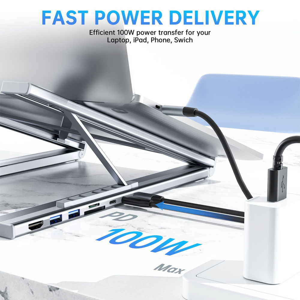 Usb-c-dokkingstasjon for bærbar pc, usb-c-dokkingstasjon for nettbrett, , 7 in 1 usb-c-hub med 4k hdmi-porter, , 2 usb 3.1, pd 100w,  porter, universaldokkingstasjon