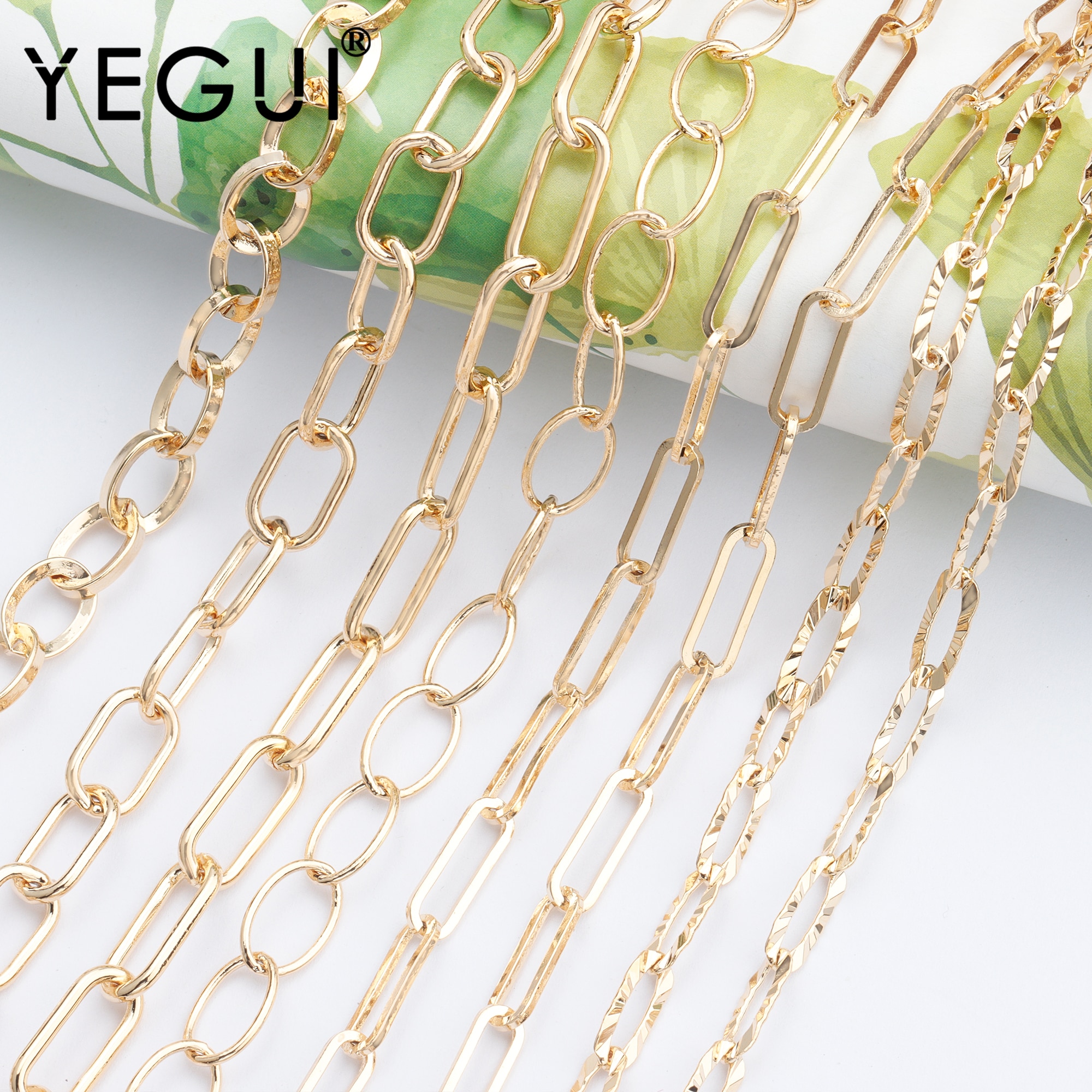 YEGUI C126,jewelry accessories,diy chain,18k gold plated,0.3 microns,hand made,diy bracelet necklace,jewelry making,1m/lot