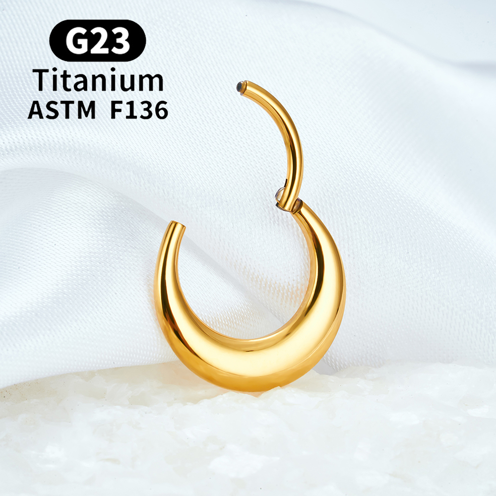 G23 espejo de titanio Luna gota de agua anillo de nariz tabique Piercing Clicker 16G segmento cartílago del trago Daith aro pendientes joyería