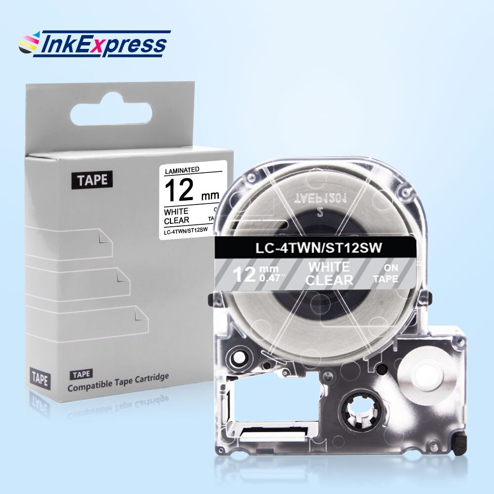 12mm taśma do projektora Epson król Jim SS12KW SC12RW SC12YW SC12BW SC12GW ST12KW taśma z etykietami LC-4WBN wstążki drukarki dla Epson drukarka do etykiet: White on Clear