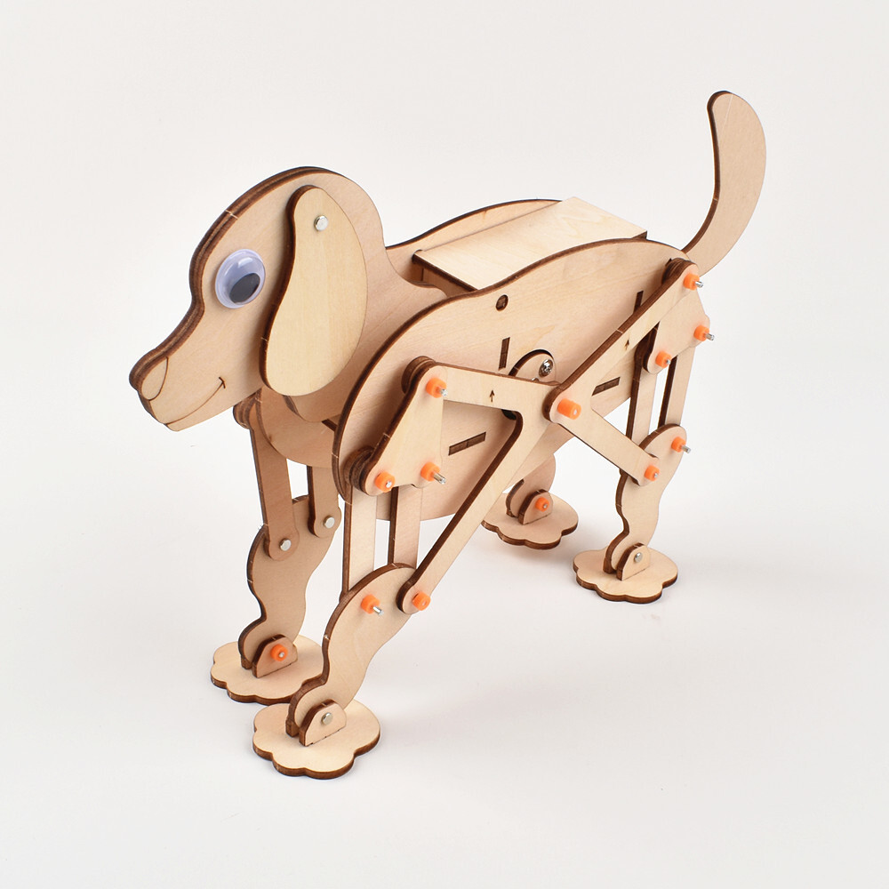 Wooden mechanical dog 3D DIY Model wooden Puzzle Painted electric dog assembly for