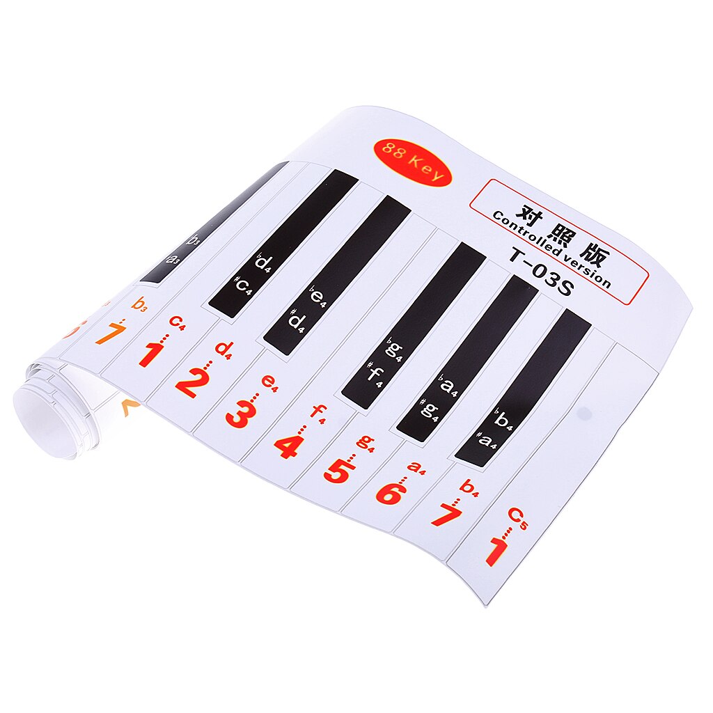Vanntett papir anti-støv 88- tasters piano tastatur finger øvelse guide undervisningshjelp for student nybegynner barn piano tastatur