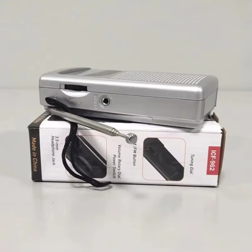 ICF-962 AM FM Portable Pocket Radios 3.5mm AUX Mini Walkman 2 x AA Battery Outdoor Stereo Radio for Walking Hiking Camping