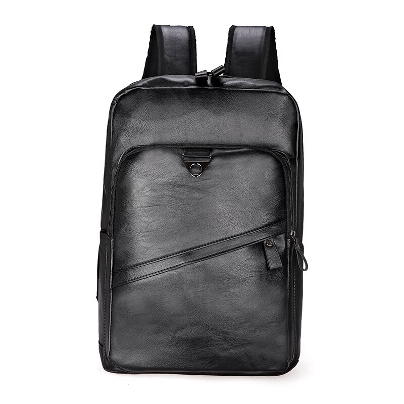 Leather Bagpack Large Laptop Backpacks Male Mochilas Casual Schoolbag For Teenagers Boys Men Backpack: Black