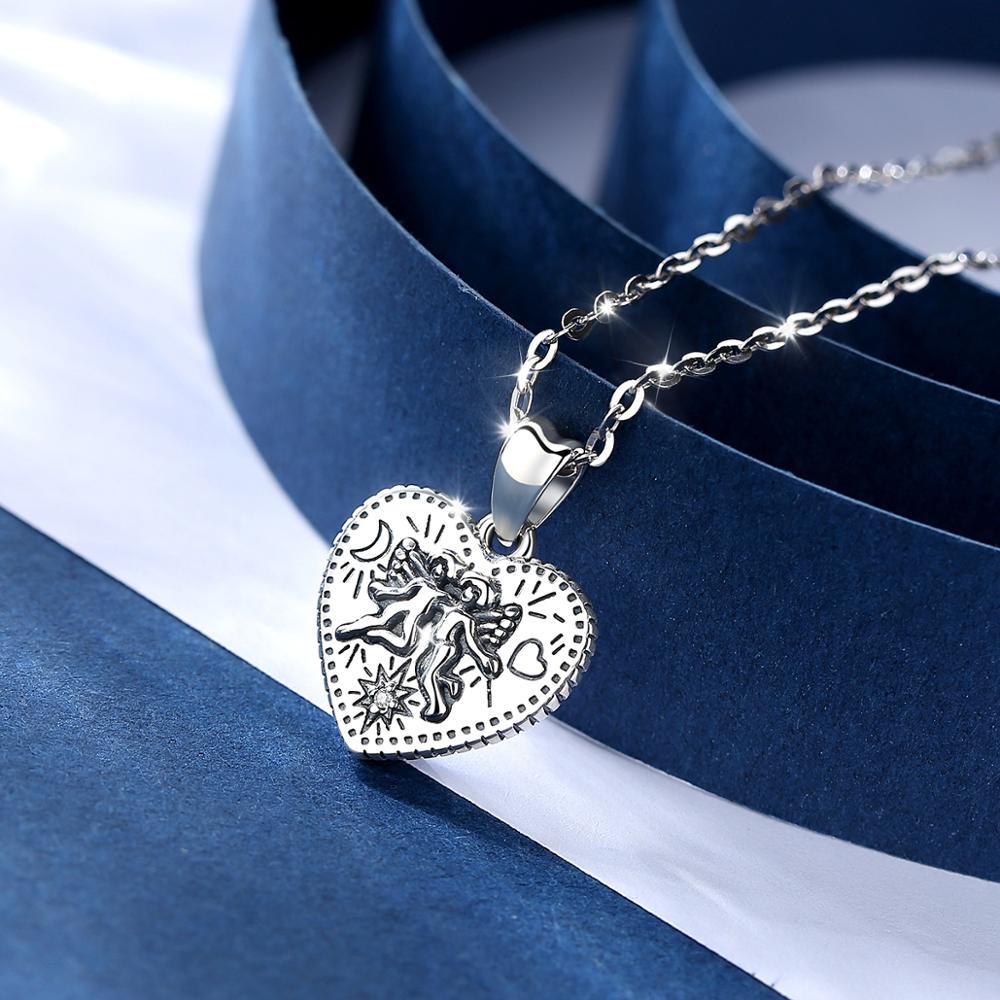 Eudora 925 Silver Love god Cupid angel Pendant Necklace Solid Silver Heart Love Necklaces Fine Jewelry for Lover wife D462