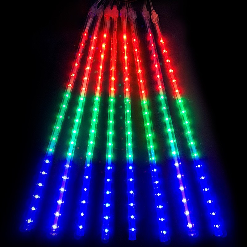 8 Tubes LED Meteor Shower Lights Outdoor Solar Christmas Decoration Light String Fairy Lights Street Garden Yard Decoration: green / 300W