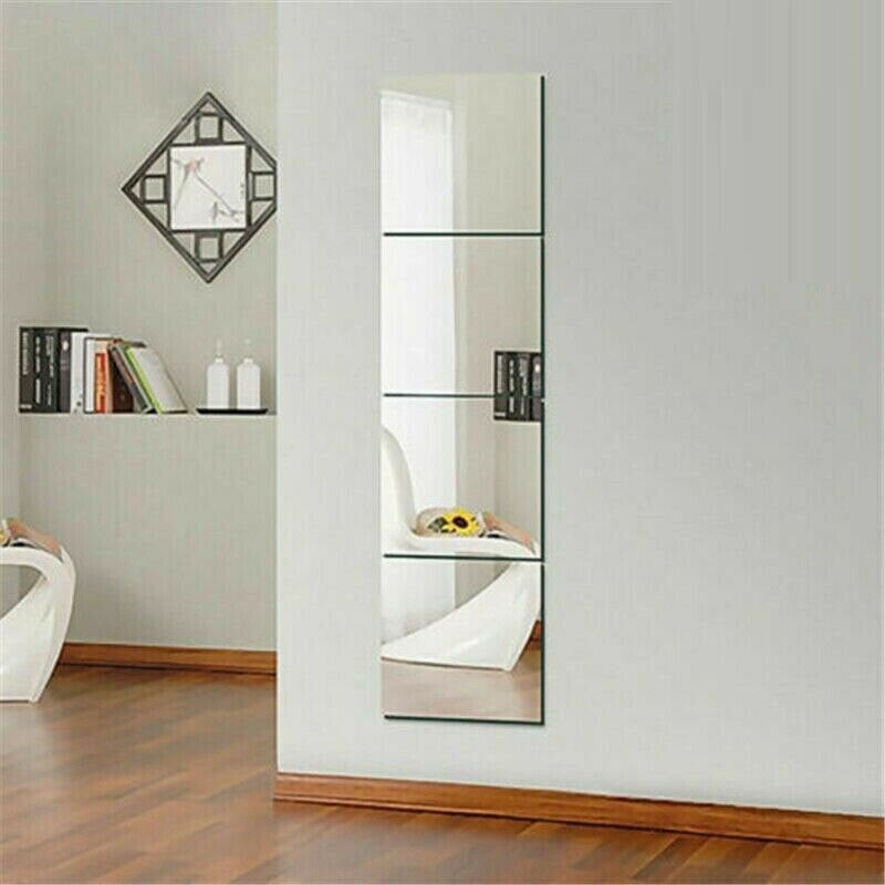 8pcs 30x30cm Mirror Tiles Wall Sticker Square Self Adhesive Stick On DIY Home