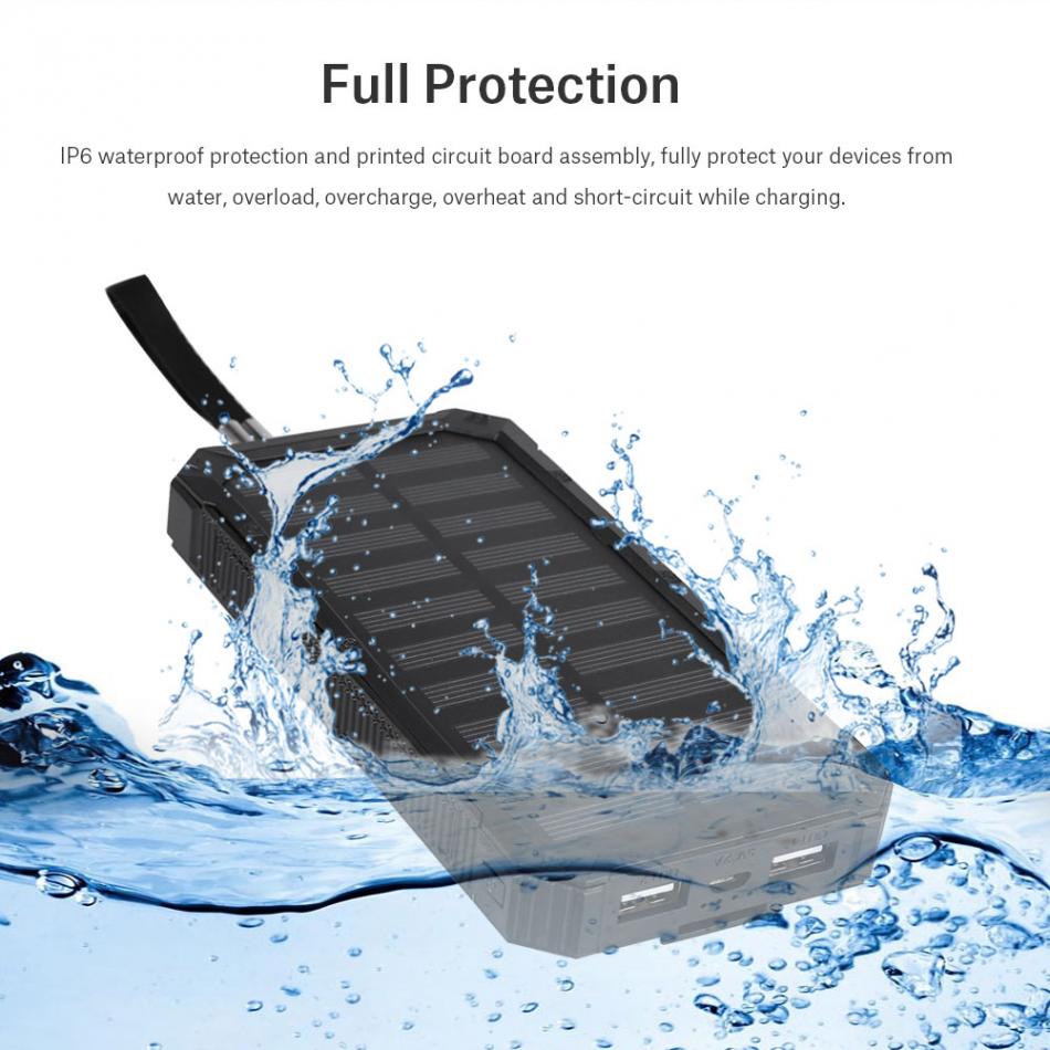 No solar battery 18650 Portable 20000mAh Dual USB Solar Mobile Power Bank Case DIY Kit work with 606090/ 909060/ 7565121 Polymer