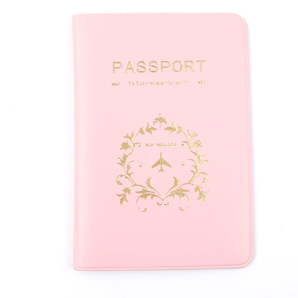 English Letter Colorful PU Leather Waterproof Travel Utility Storage Simple Passport ID Card Cover Skin Leather Travel Supplies: Pink