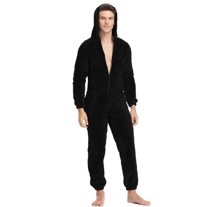 Mannen Pluche Teddy Fleece Pyjama Winter Warme Pyjama Algehele Suits Plus Size Nachtkleding Kigurumi Hooded Pyjama Sets Voor Volwassen Mannen