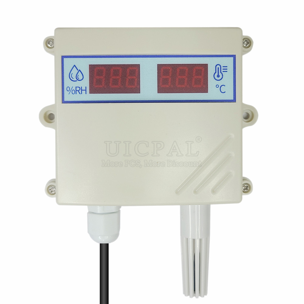 Sonda de Sensor de temperatura y humedad con transmisor de pantalla Digital, RS485, analógico, 0-5V, 0-10V, 4-20Ma, impermeable: Castaño