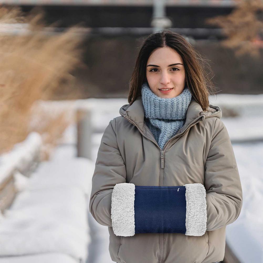 Calentador de manos eléctrico con USB para personas mayores, calentador de manos grueso de terciopelo de felpa, lavable, seguro, cálido para el hogar, suministros de invierno