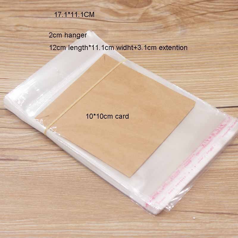 100PCS Storage Bags Transparent Self Adhesive Resealable Clear Poly Bags Packaging opp Bag jewelry card matching opp bags: 17.1x11.1cm