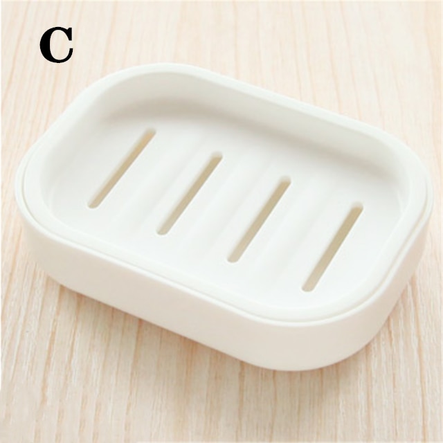 Dubbellaags Zeepbakje Met Deksel Huishoudelijke Douche Toilet Afvoer Zeepbakje Creatieve Reizen Draagbare Container Zeepbakje Houder: white  C