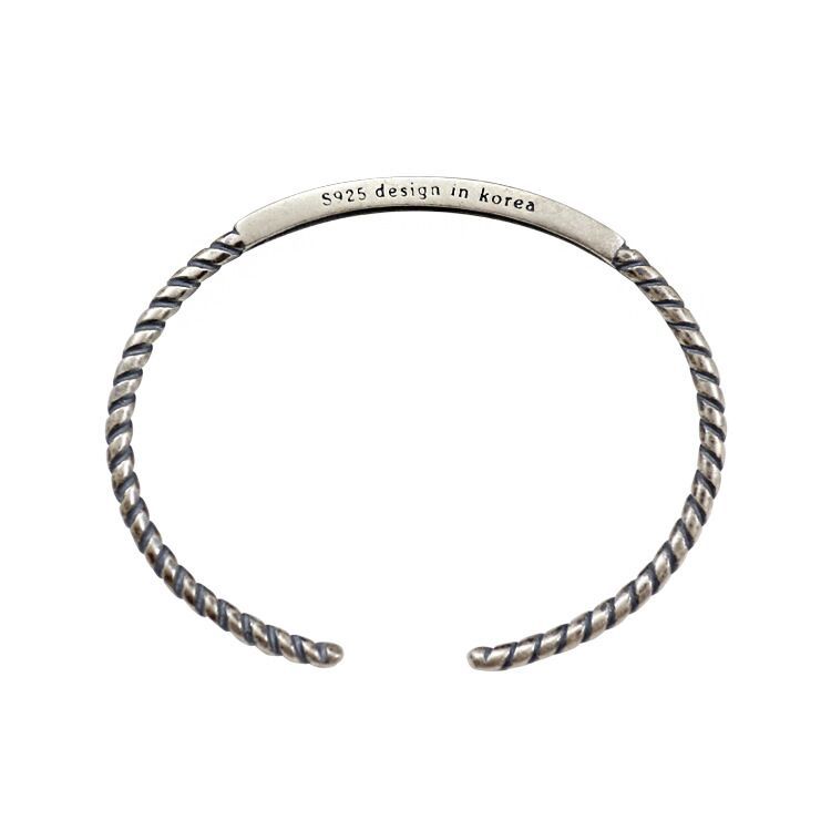 ANENJERY Einfache thailändisch Silber Farbe Twist Seil Quader Armreif Öffnen Manschette Armbänder Für Frauen Schmuck S-B285