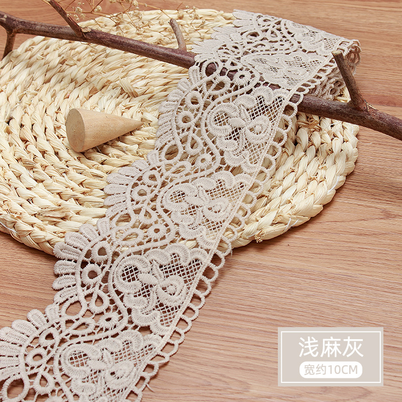 3 meter bloemen geborduurd kant lint DIY kleding naaien stof 10 cm handgemaakte ambachten materiaal uitgehold wateroplosbare tape: Licht Paars