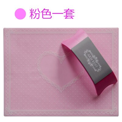 Professionele Set Nail Mat Nail Kussen Kussen Kant Hand Rest Holder Manicure Tool Opvouwbare Tafel Mat Pad Hand Kussen Siliconen: Pink Set