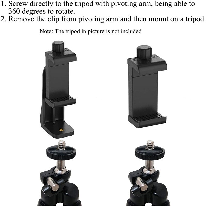 Rotazione a 360 gradi supporto da scrivania nero supporto per Clip per telefono cellulare supporto verticale 1/4 Clip di fissaggio a vite per IPhone 11 per Huawei