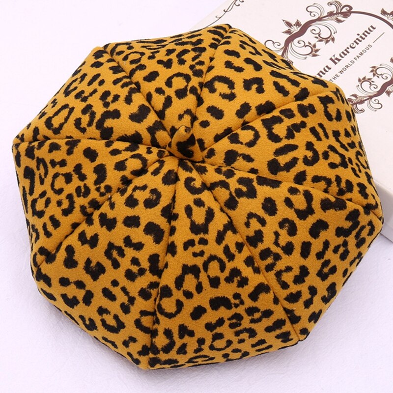 Chapeau béret léopard rétro pour femmes, chapeau d&#39;hiver de loisir de peintre sauvage pour filles