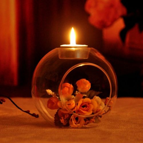 Klart glas stearinlys te lys holder romantisk bryllup middag indretning krystal glas hængende lysestage kunst lysestage