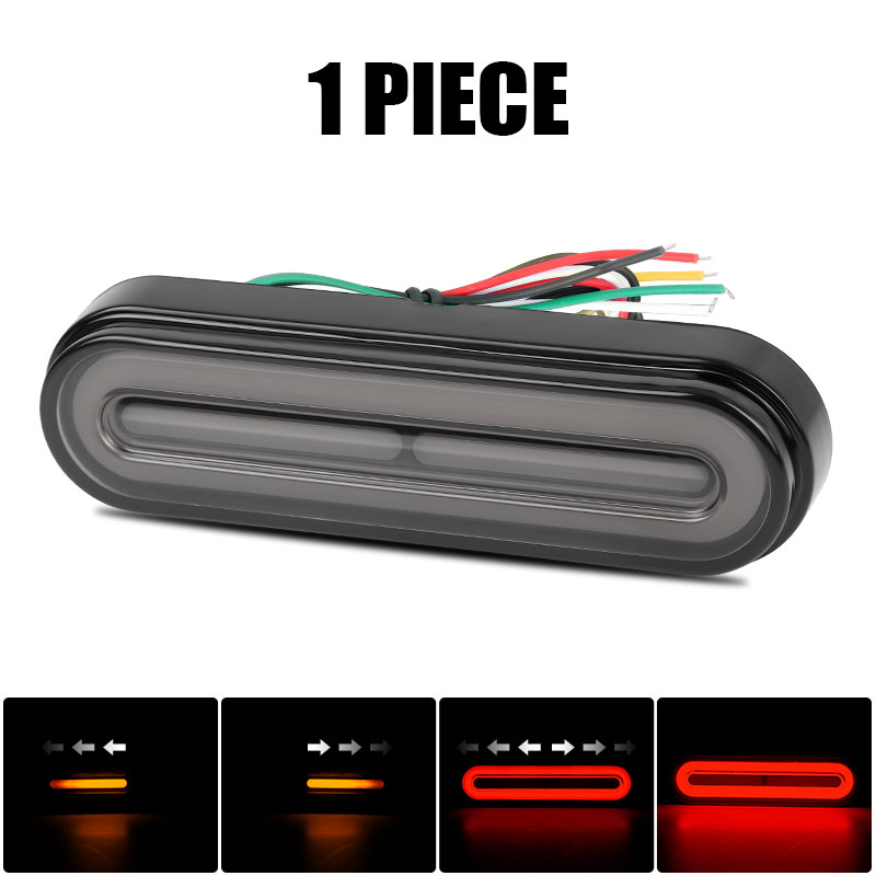 Luces traseras LED 3 en 1 para motocicleta, lámpara de freno trasero roja + amarilla con luz de señal de giro DRL para moto Dirt Pit bike ATV UTV: Gris oscuro