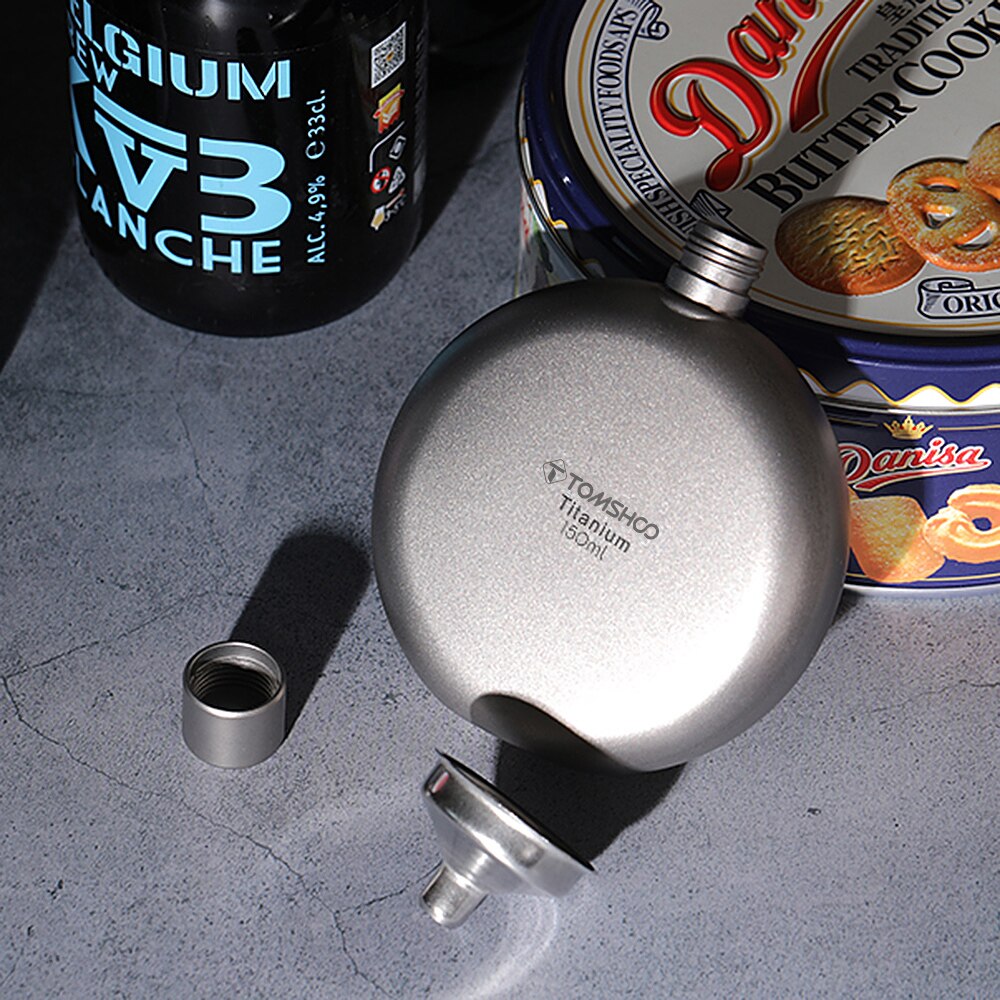 Tomshoo Water Fles 150Ml Titanium Fles Alcohol Whisky Wijn Kolf Outdoor Camping Reizen Picknick Wijn Alcohol Drank Fles