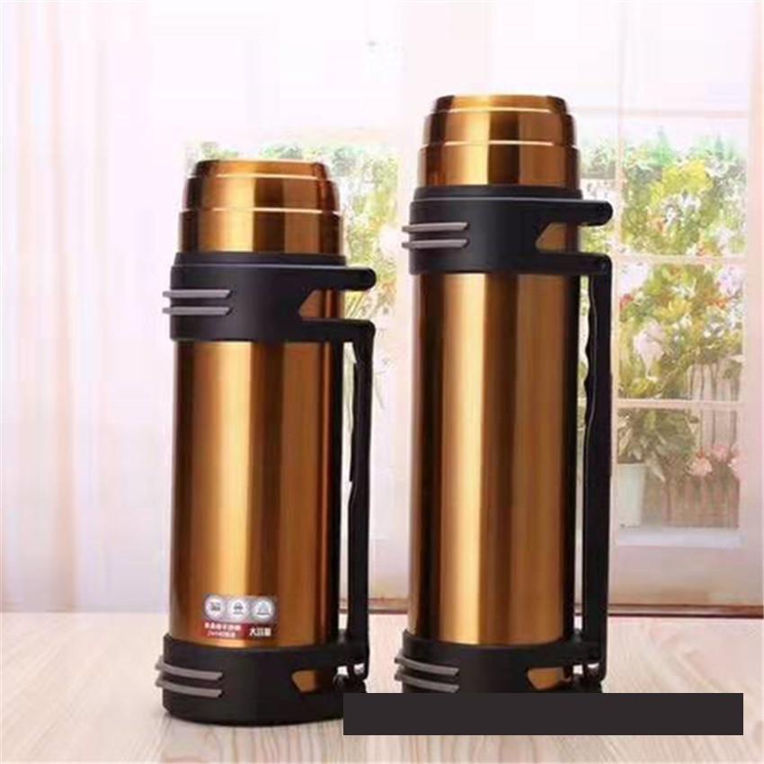 Høj kapacitet 1.2l/1.5l/2l termokande udendørs vandreture ski vand kaffeflaske dobbelt væg isolering termokrus kop: 1200ml / Guld