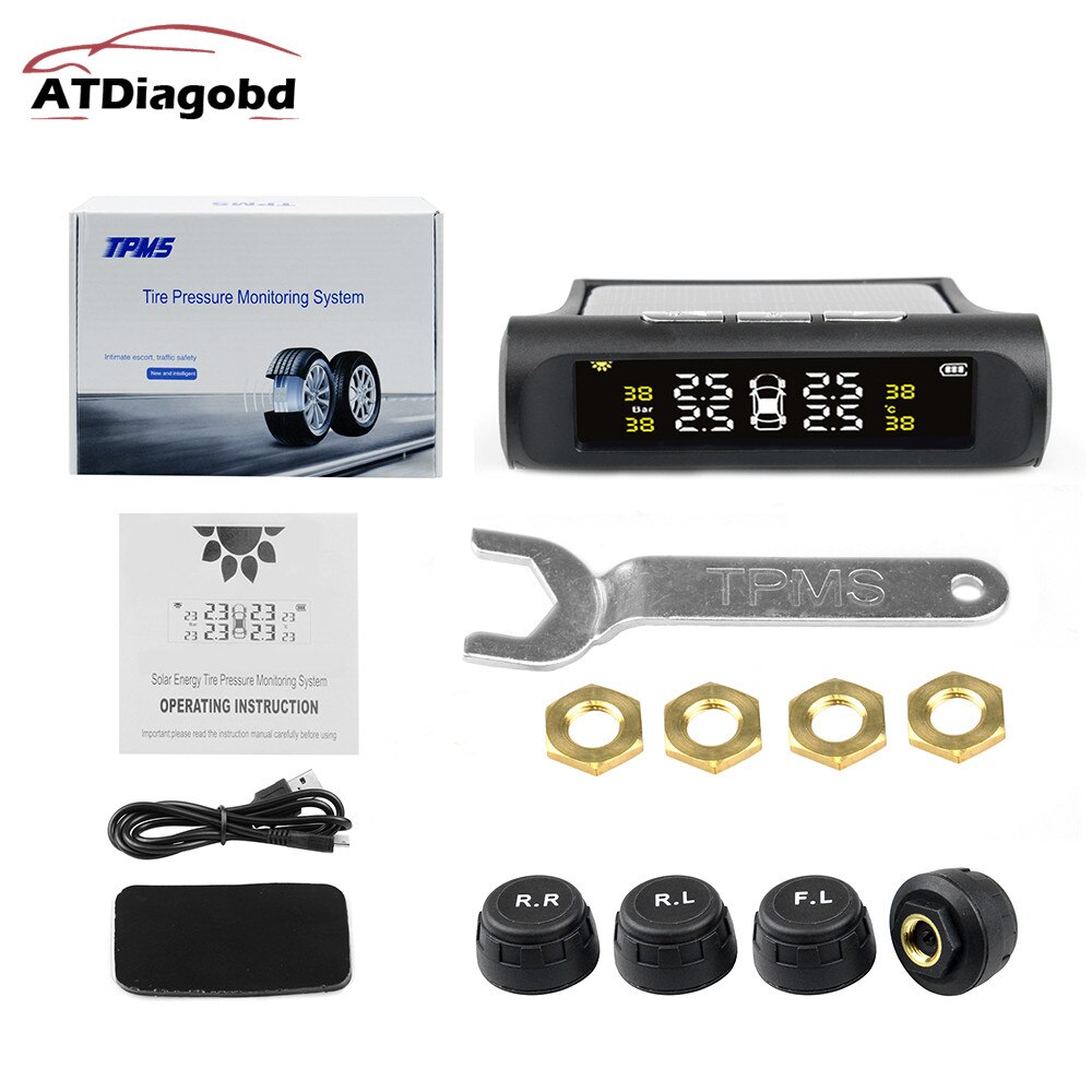 Good LCD Display Auto Security Alarm Systems Tyre Pressure Car TPMS Tyre Pressure Monitoring System Solar Power Digital