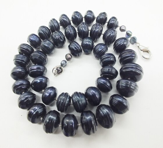 Freshwater pearls, black/white pearl necklace, huge Baroque pearls 12-14MM 18 inches.: black
