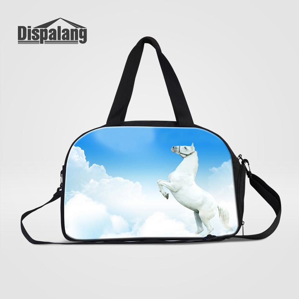 Dispalang Grande Borsa Da Viaggio Capienza Unicorn Horse Stampa Viaggi Borsone con Le Scarpe Indipendenti di Stoccaggio Spalla Weekend Bag: Cielo Blu