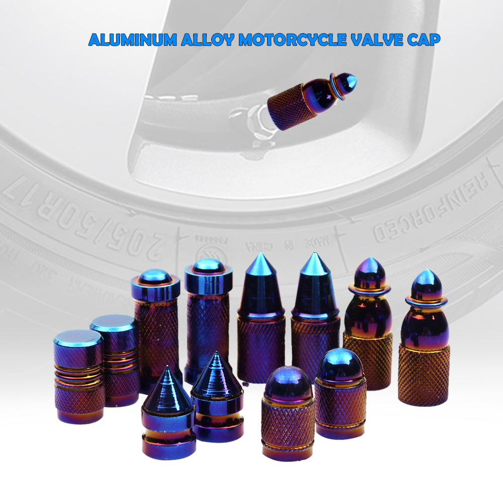 2PCs Durable Aluminum Alloy Motorcycle Valve Cap Dust Cover Wheel Tire Rim Valve Rod Cap Replacement