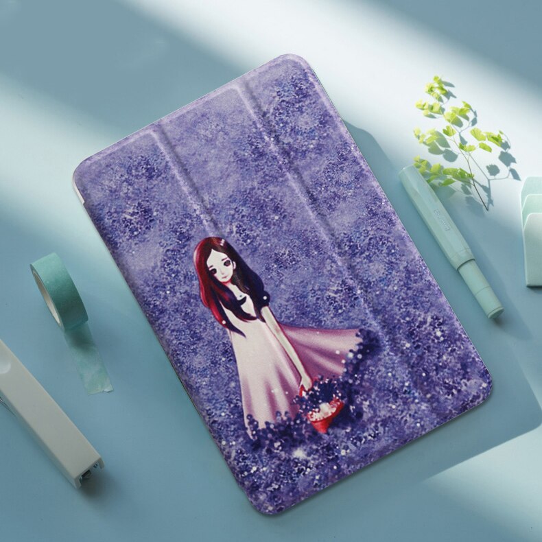 QIJUN étui pour Samsung Galaxy Tab E 9.6 T560 T561 SM-T560 support magnétique housse de tablette intelligente en cuir pour Tab e 9.6 Funda Coque: Lavender girl