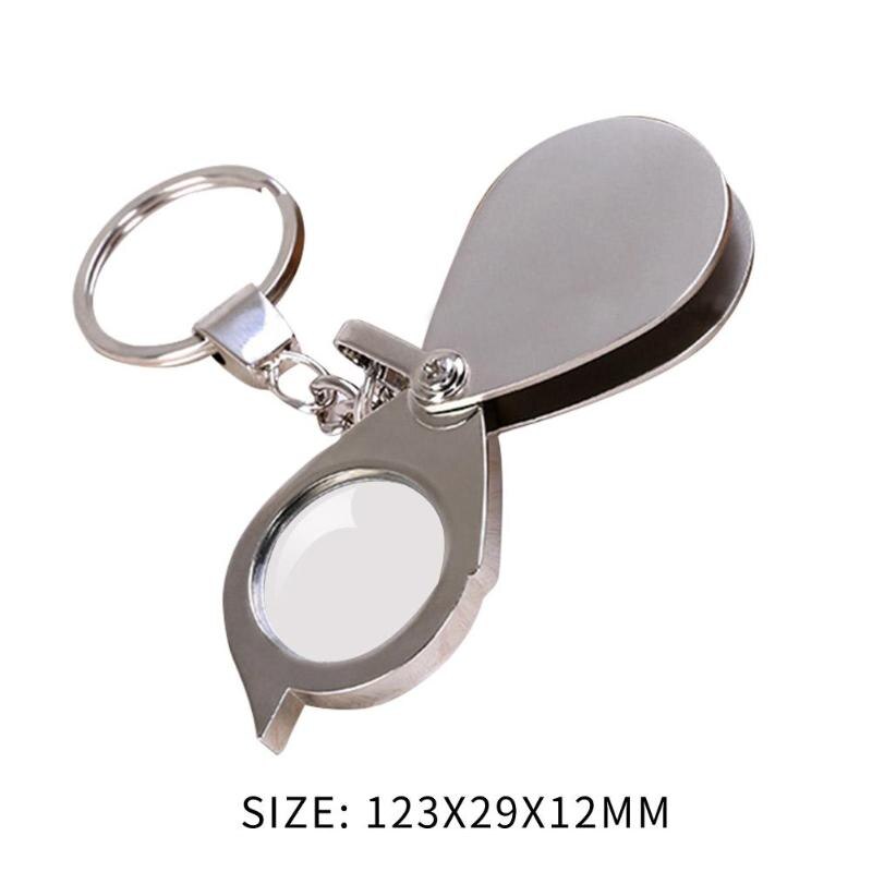 15X Magnifier Metallic Silver Foldable Portable Mini Exquisite Durable Keychain Glass Loupe Pocket Tool Supplies