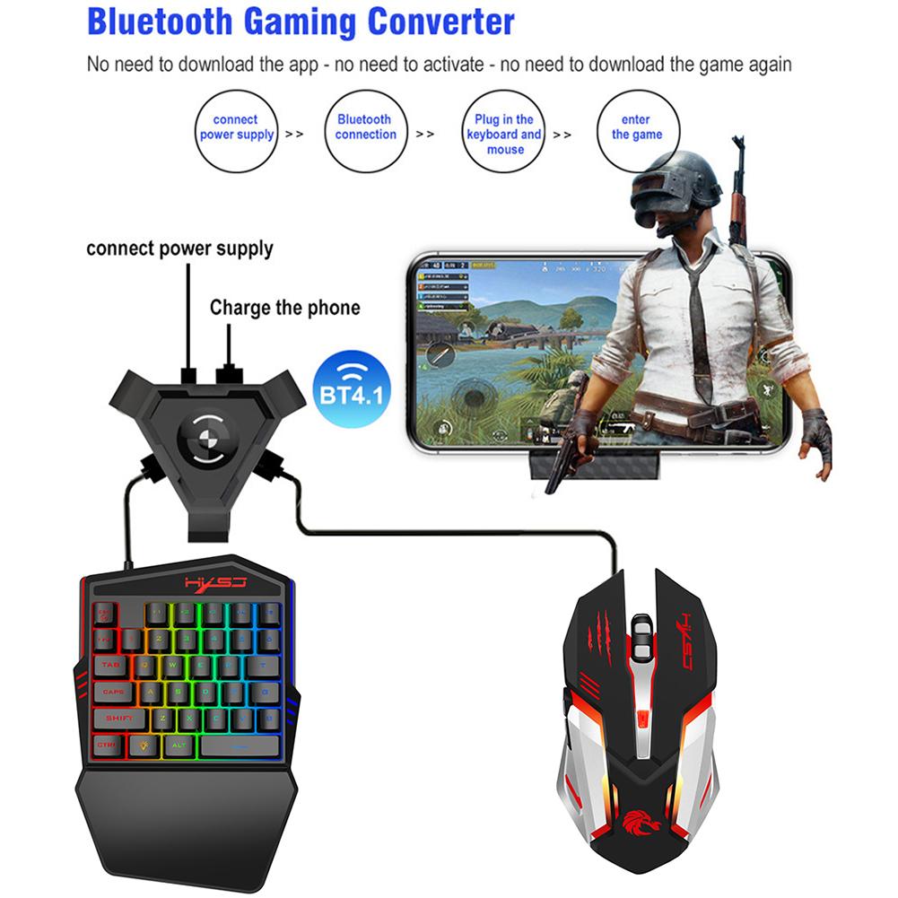 Combo Clavier Souris Convertisseur 4 En 1 Greensen Pour Mobile - Jeu à Une Main, Support Téléphone, Charge Rapide, Sans Latence - 7