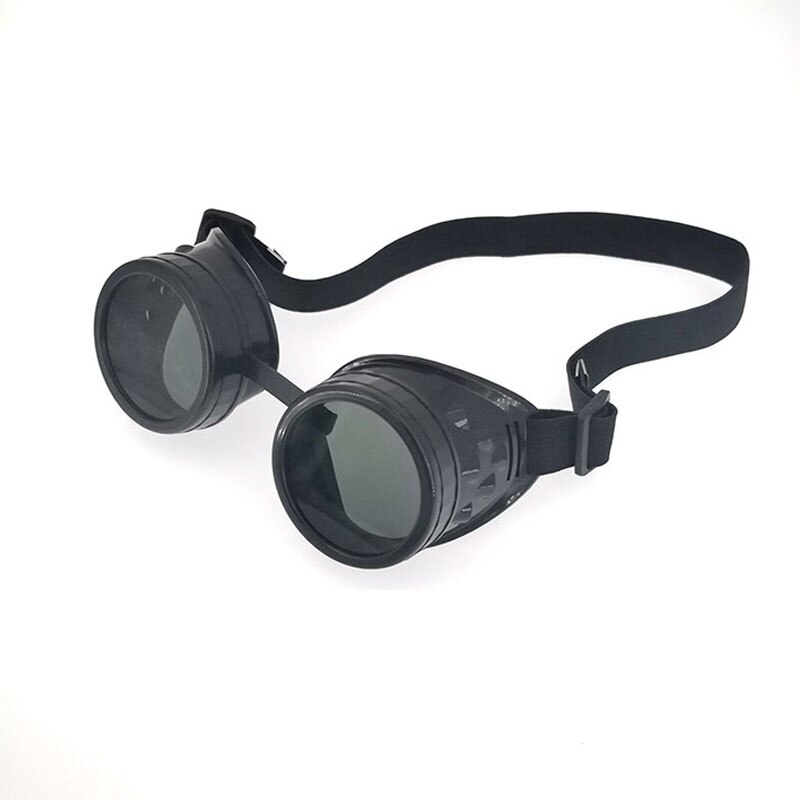 Tungmetall steampunk motorcykelglasögon gotisk stil drivglasögon skyddsglasögon för cosplay halloween dekorationer: Svart