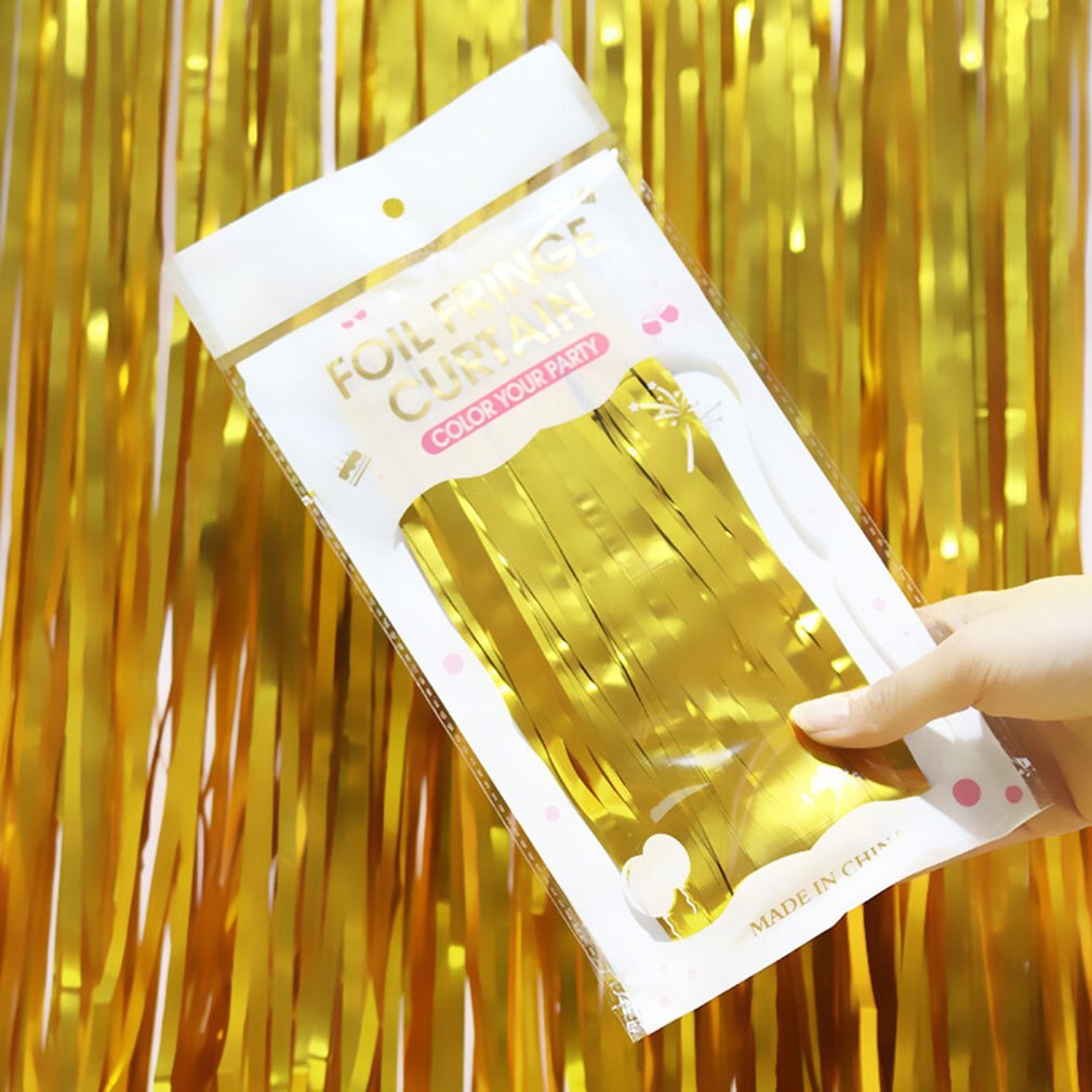 Party Backdrop Curtain Metallic Foil Fringe Shimmer Backdrop Birthday Wedding Party Wall Decoration Photo