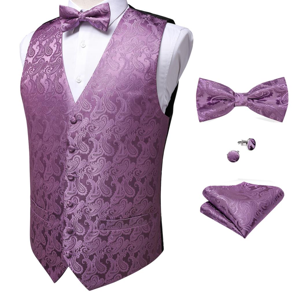 Männer Kleid Weste Hochzeit Party Anzug Weste formell Geschäft-Blazer Seide Weste Fliege Tasche Platz einstellen Rauchen Weste DiBanGu