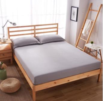 3 størrelser laken elastiske laken polyester og bomull blanding single twin full queen king solid farge: Lysegrå / 180cm*200cm
