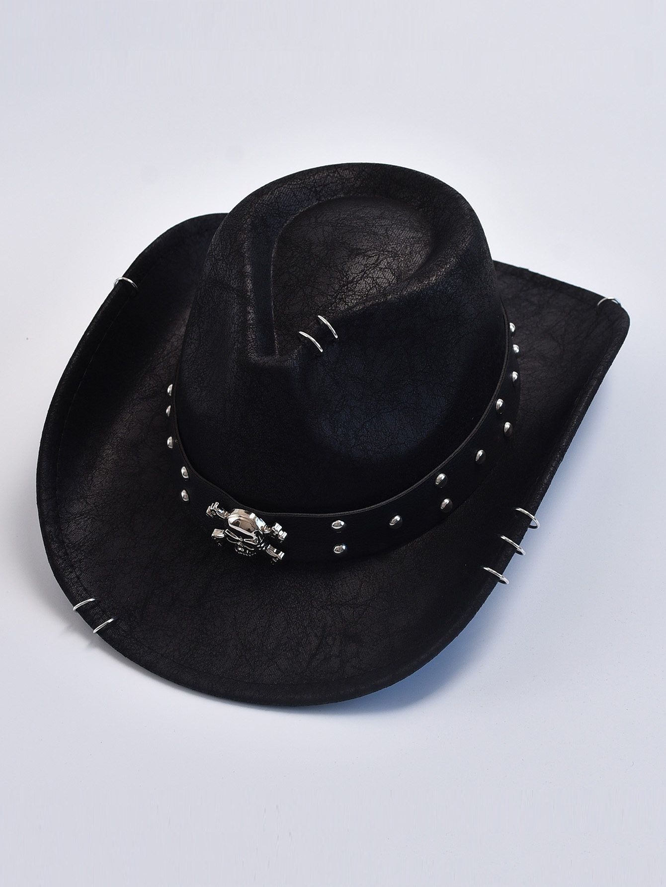 Kunstleder Vintage Western Cowboy Hut für Männer Gentleman Jazz Hüte Panama Cowgirl Hut Sombrero Hombre: Black