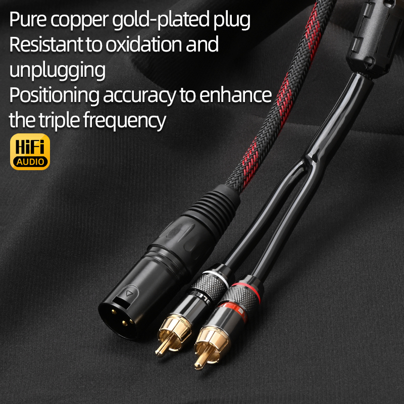 Hifi xlr  to 2 rca-kabel för mikrofonhögtalare hi-end 6n ofc xlr hane och hona jack  to 2 rca-adapterkabel ljudkabel