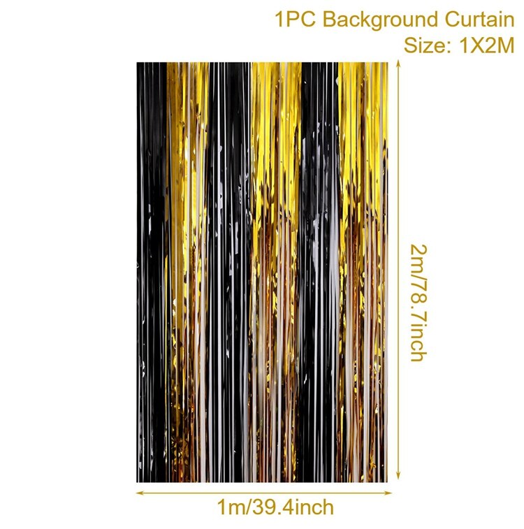 Party Backdrop Curtain Metallic Foil Fringe Shimmer Backdrop Birthday Wedding Party Wall Decoration Photo Zone Backdrop: 1