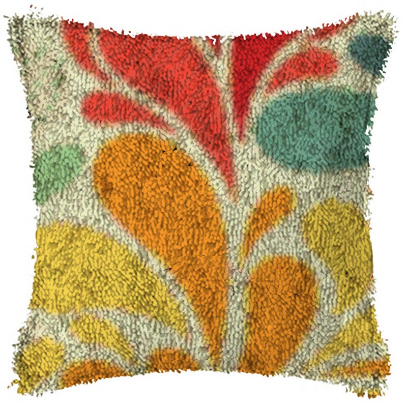 Kit de tapis à crochet en treillis de fleurs, pour bricolage, Segment, oreiller brodé en laine, point de croix, ensemble de tapis, artisanat: plum