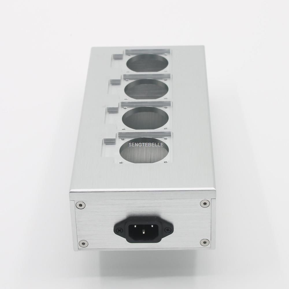 Full aluminum HIFI EU power case 4 / 6 outlet European standard power socket chassis
