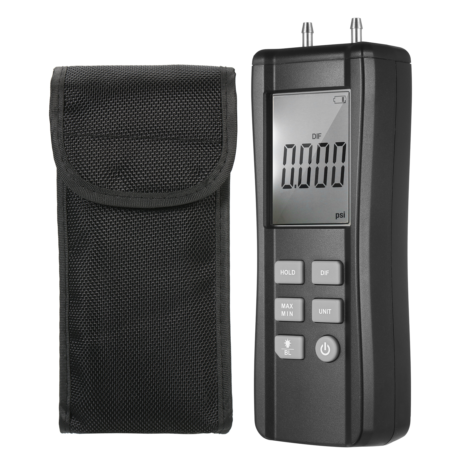 KKmoon Dual-port Digital Manometer Handheld Differential Pressure Gauge HVAC Gas Pressure Meter Large LCD Backlight