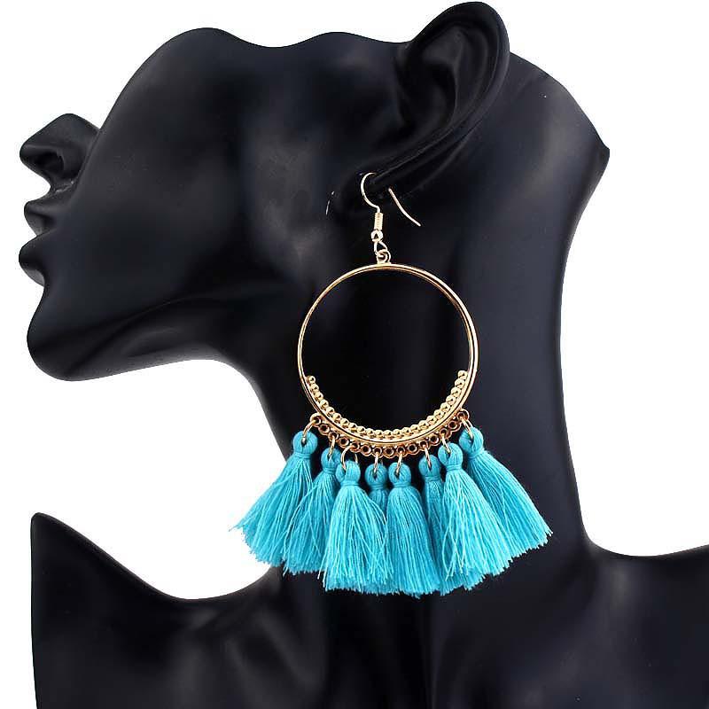 Earrings For Women Luxury Round Ball Earrings Wedding Charm Long Earringjewelry Bohemia: Blue