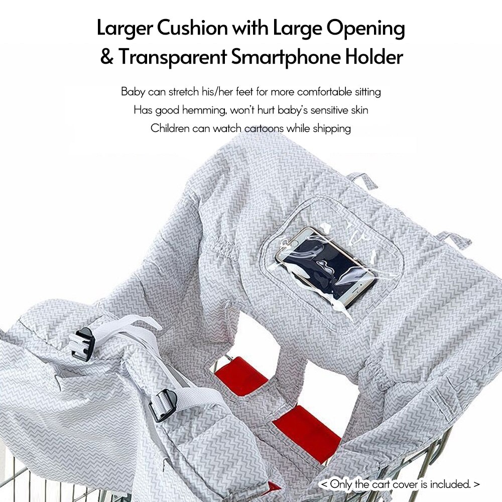 Funda 2 en 1 para carrito de la compra de bebé, funda para trona para niños, con cojín suave y grueso, Soporte transparente para teléfono para niños y niñas