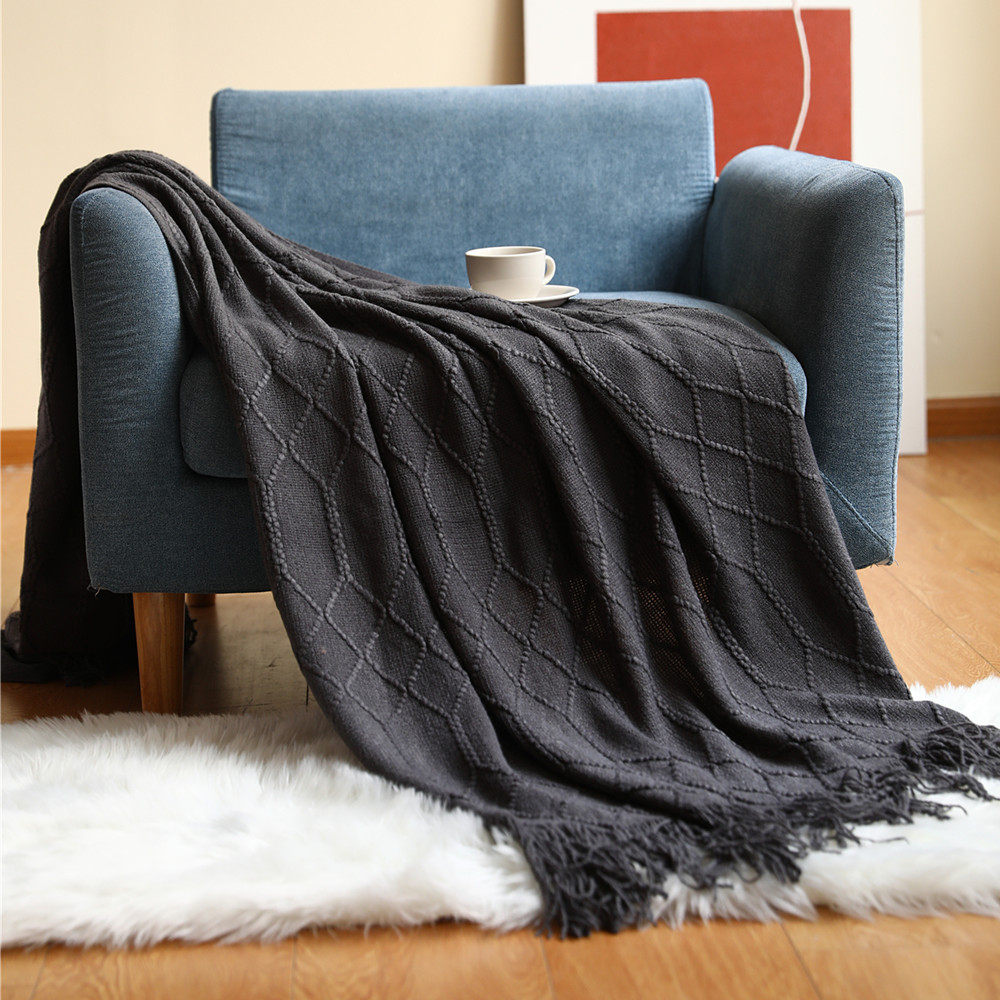 CREVENT Boerderij-boho gebreide plaid voor bank, sofa, stoel en bed
